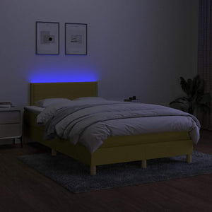 Κρεβάτι Boxspring με Στρώμα & LED Πράσινο 120x200 εκ Υφασμάτινο