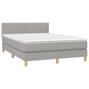 Κρεβάτι Boxspring με Στρώμα & LED Αν.Γκρι 140x190εκ. Υφασμάτινο - Pakobazaar