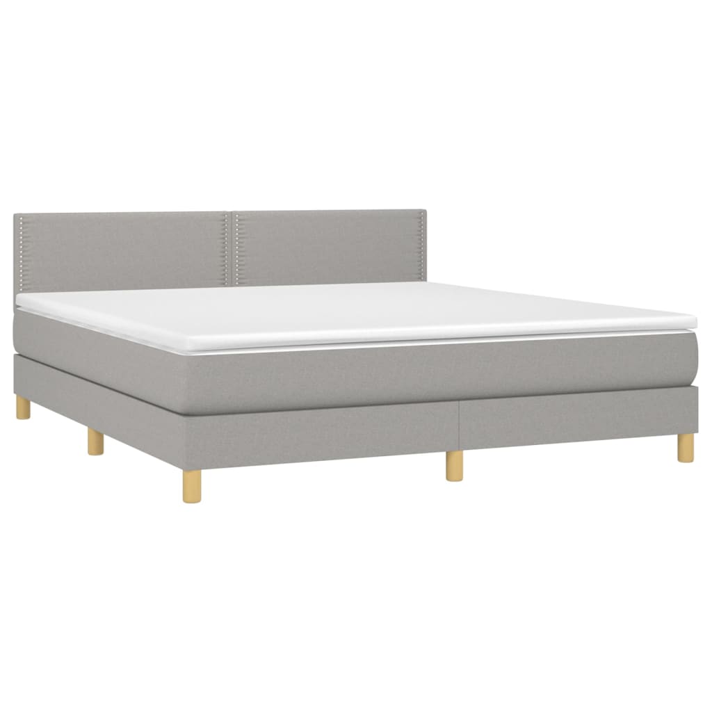 Κρεβάτι Boxspring με Στρώμα & LED Αν.Γκρι 160x200 εκ Υφασμάτινο