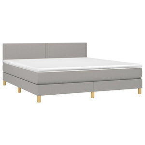 Κρεβάτι Boxspring με Στρώμα & LED Αν.Γκρι 160x200 εκ Υφασμάτινο