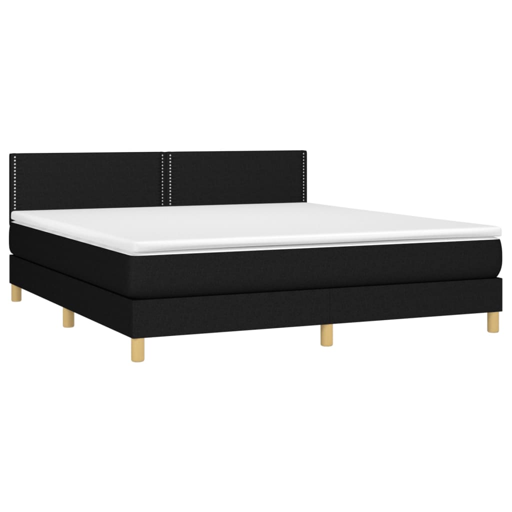 Κρεβάτι Boxspring με Στρώμα & LED Μαύρο 160x200 εκ. Υφασμάτινο
