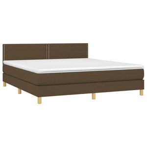 Κρεβάτι Boxspring με Στρώμα & LED Σκ.Καφέ 160x200 εκ Υφασμάτινο