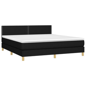 Κρεβάτι Boxspring με Στρώμα & LED Μαύρο 180x200 εκ. Υφασμάτινο
