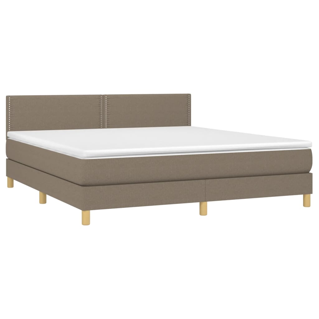 Κρεβάτι Boxspring με Στρώμα & LED Taupe 180x200 εκ. Υφασμάτινο