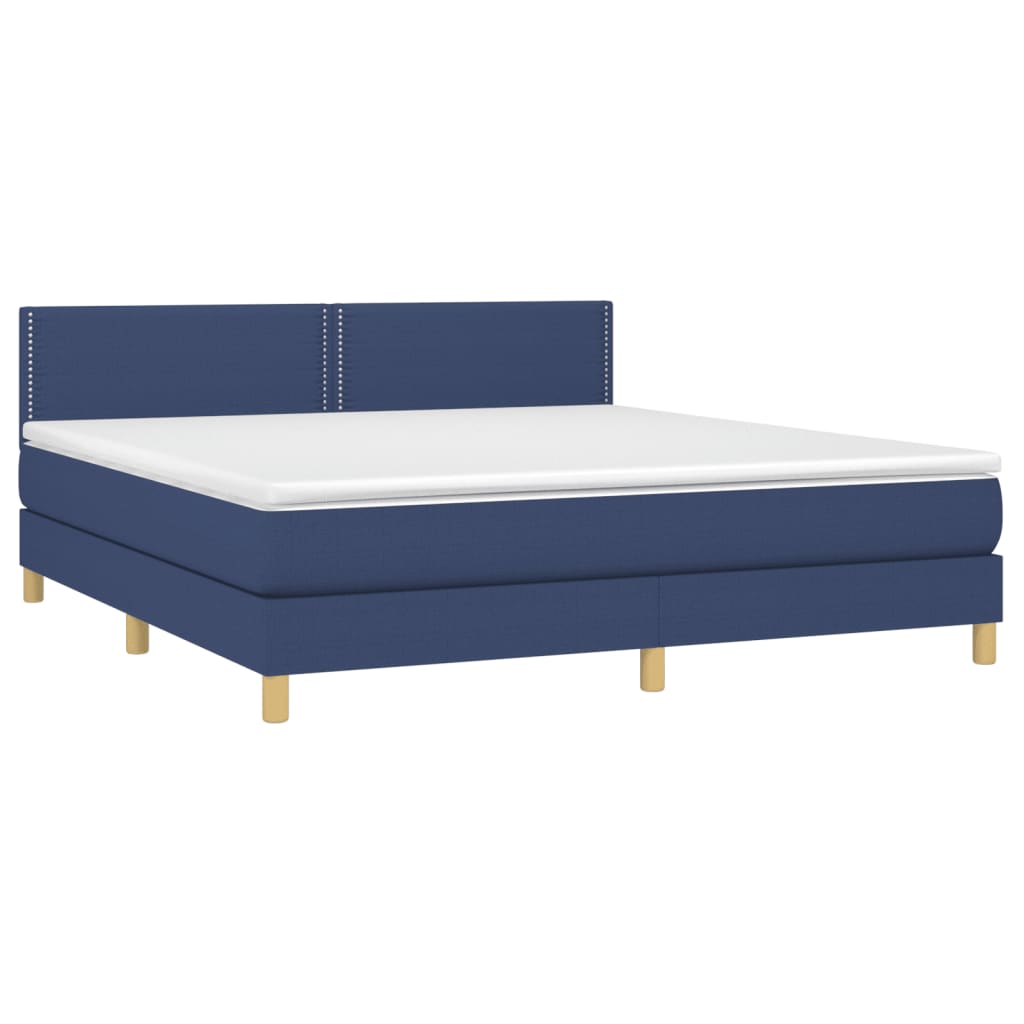 Κρεβάτι Boxspring με Στρώμα & LED Μπλε 180x200 εκ. Υφασμάτινο