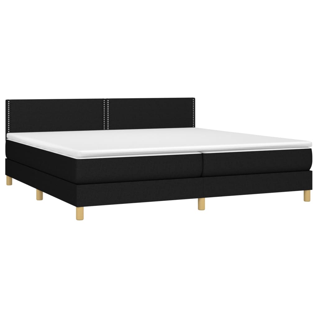 Κρεβάτι Boxspring με Στρώμα & LED Μαύρο 200x200 εκ. Υφασμάτινο