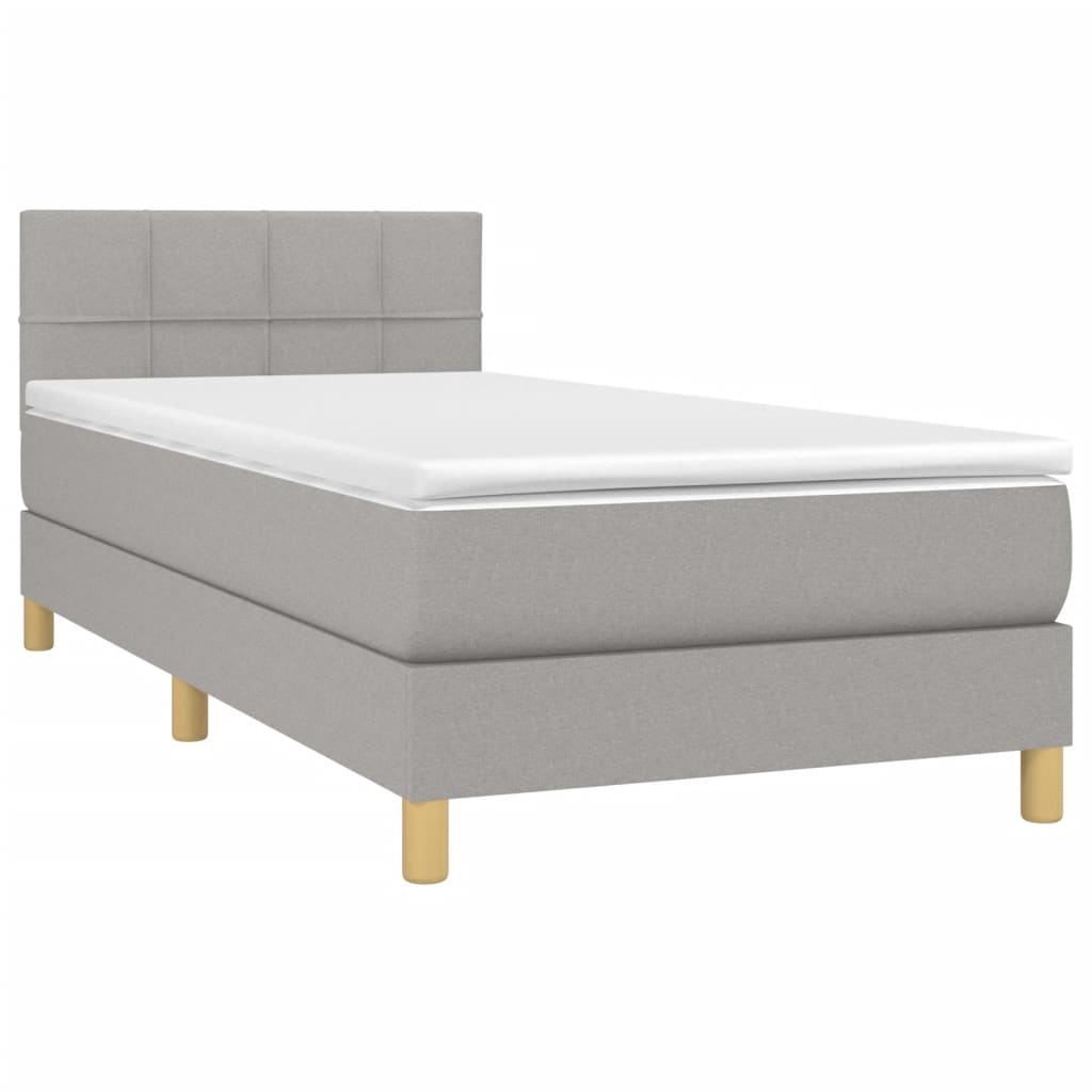 Κρεβάτι Boxspring με Στρώμα & LED Αν.Γκρι 80x200 εκ. Υφασμάτινο