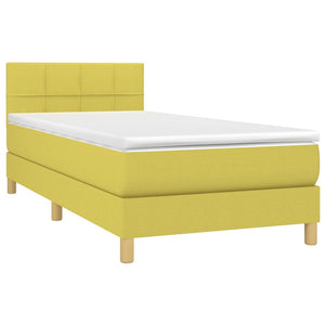 Κρεβάτι Boxspring με Στρώμα & LED Πράσινο 90x190 εκ. Υφασμάτινο