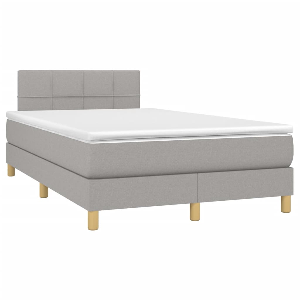 Κρεβάτι Boxspring με Στρώμα & LED Αν.Γκρι 120x200 εκ Υφασμάτινο