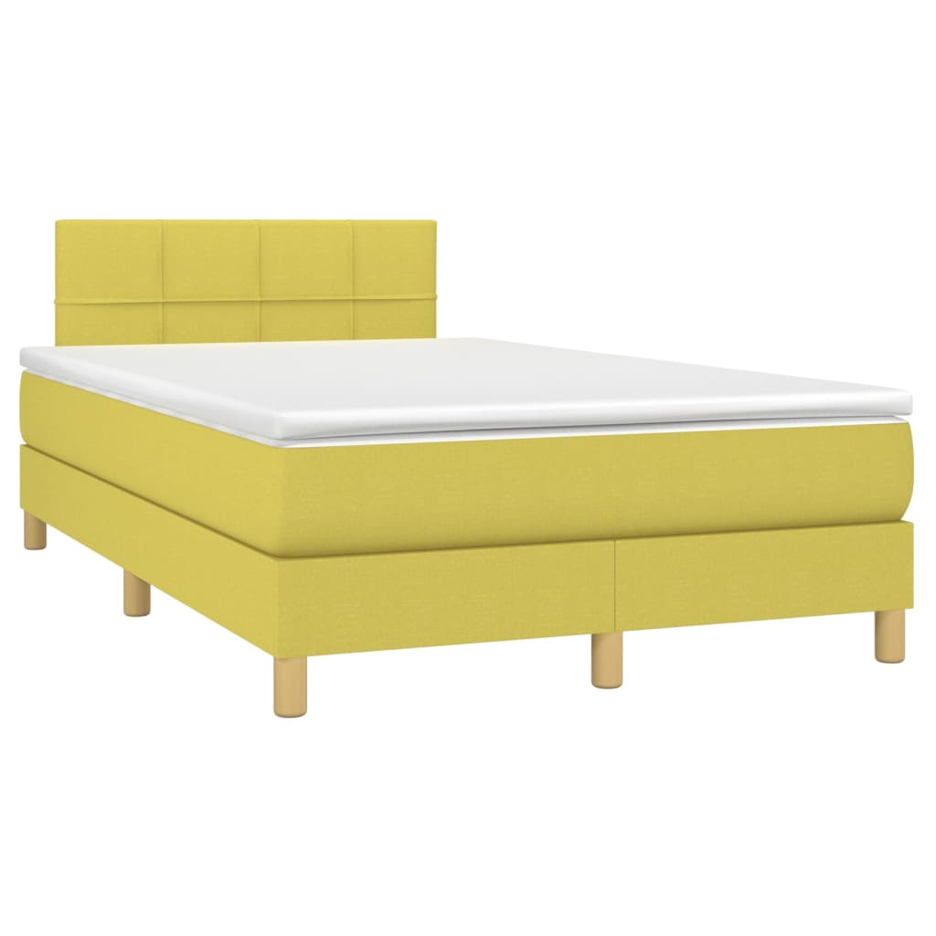 Κρεβάτι Boxspring με Στρώμα & LED Πράσινο 120x200 εκ Υφασμάτινο - Pakobazaar