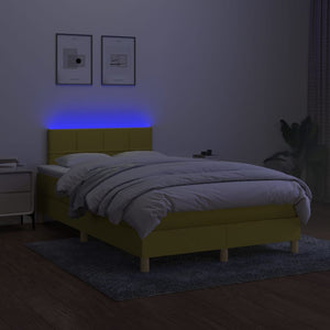 Κρεβάτι Boxspring με Στρώμα & LED Πράσινο 120x200 εκ Υφασμάτινο - Pakobazaar