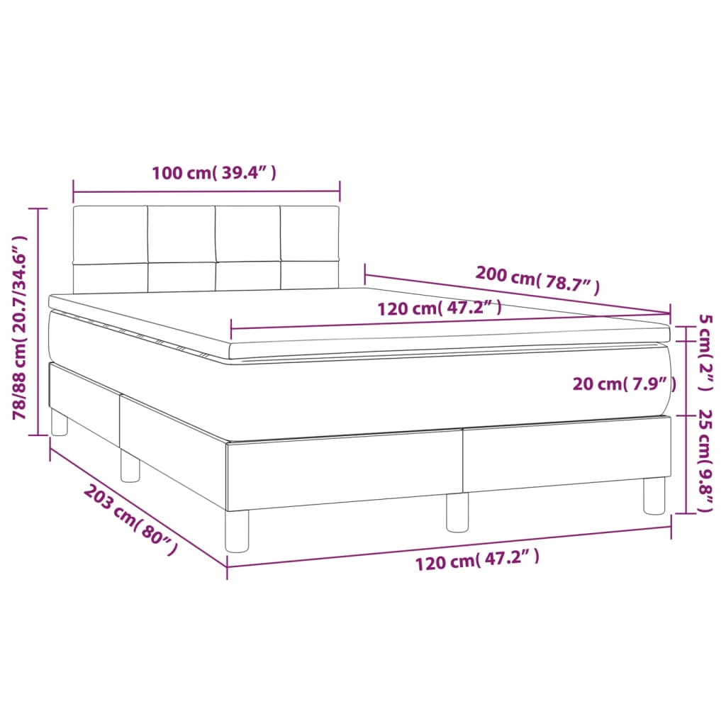 Κρεβάτι Boxspring με Στρώμα & LED Πράσινο 120x200 εκ Υφασμάτινο - Pakobazaar