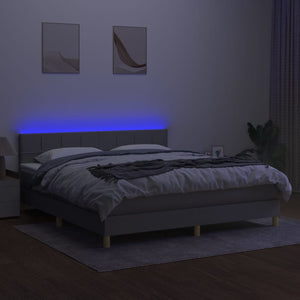Κρεβάτι Boxspring με Στρώμα & LED Αν.Γκρι 160x200 εκ Υφασμάτινο