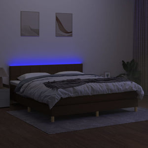 Κρεβάτι Boxspring με Στρώμα & LED Σκ.Καφέ 160x200 εκ Υφασμάτινο - Pakobazaar