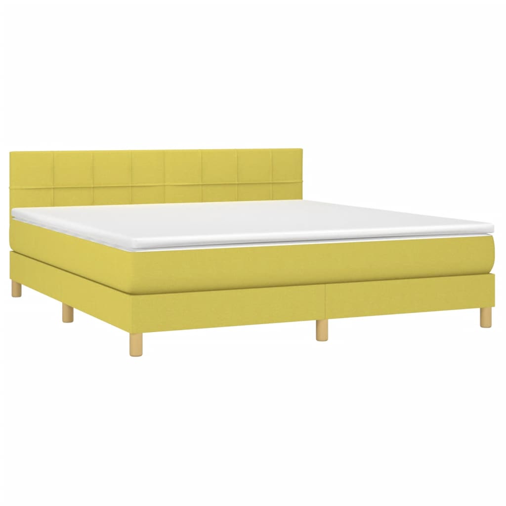 Κρεβάτι Boxspring με Στρώμα & LED Πράσινο 160x200 εκ Υφασμάτινο - Pakobazaar