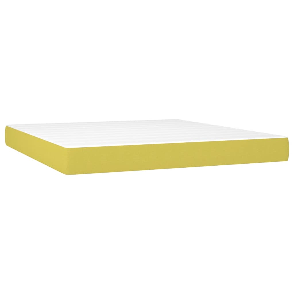 Κρεβάτι Boxspring με Στρώμα & LED Πράσινο 160x200 εκ Υφασμάτινο - Pakobazaar