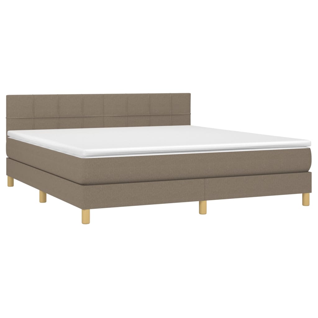 Κρεβάτι Boxspring με Στρώμα & LED Taupe 180x200 εκ. Υφασμάτινο
