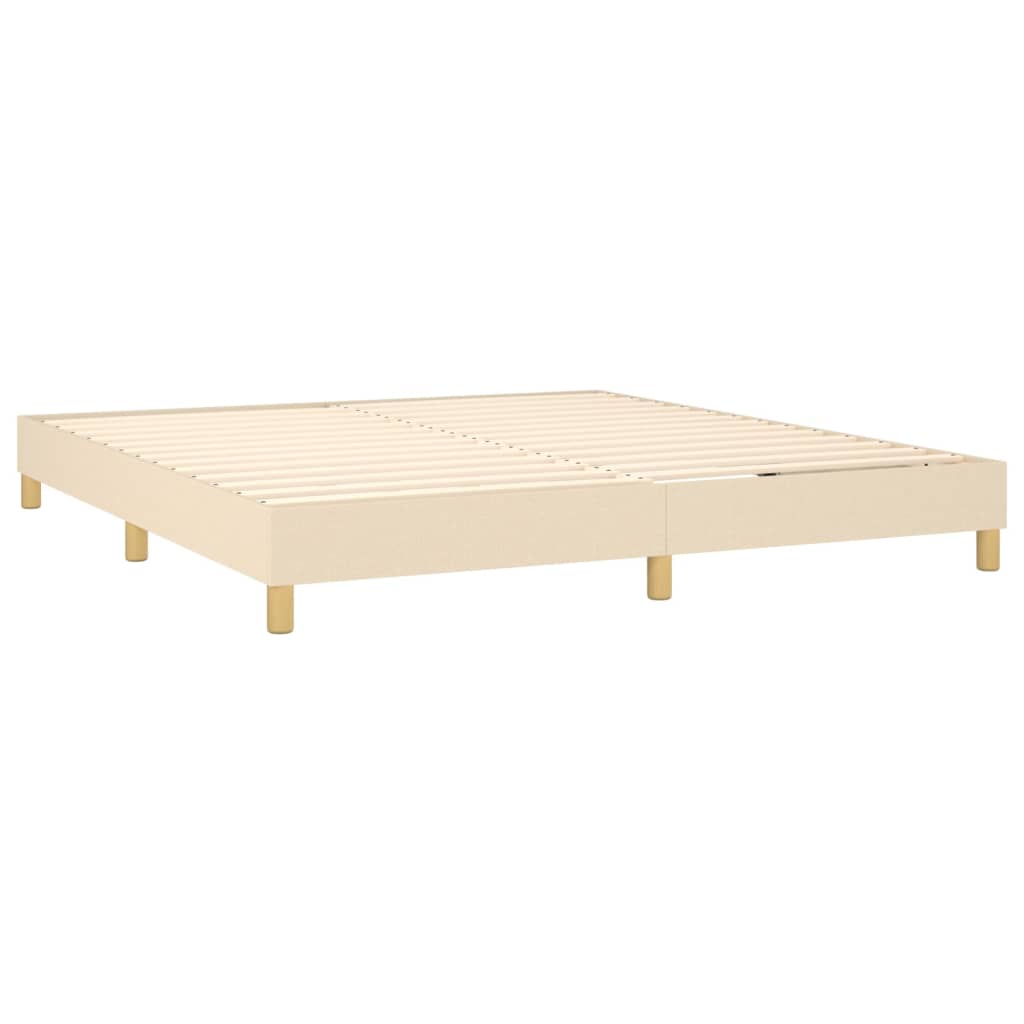 Κρεβάτι Boxspring με Στρώμα & LED Κρεμ 180x200 εκ. Υφασμάτινο