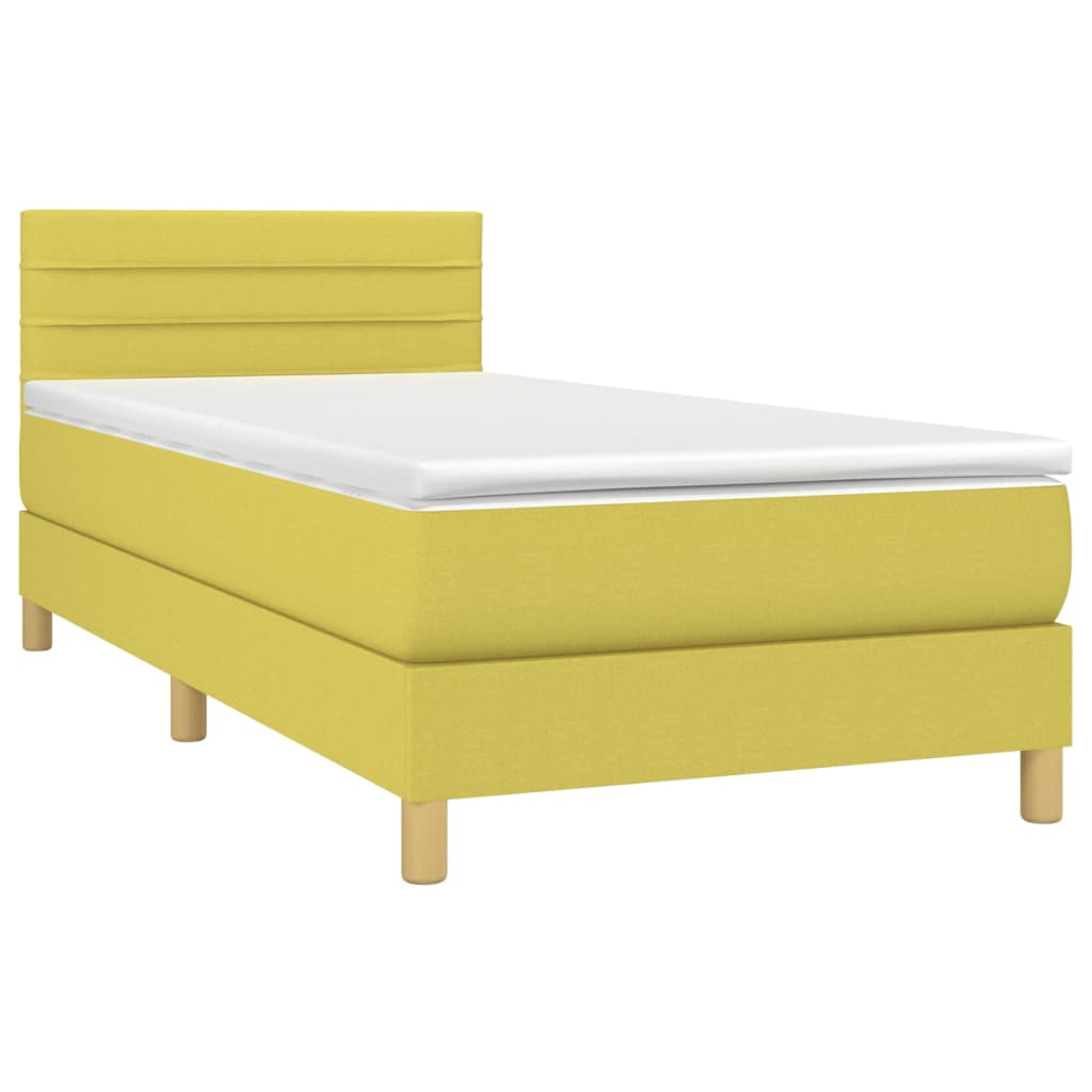 Κρεβάτι Boxspring με Στρώμα & LED Πράσινο 80x200 εκ. Υφασμάτινο