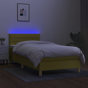 Κρεβάτι Boxspring με Στρώμα & LED Πράσινο 80x200 εκ. Υφασμάτινο