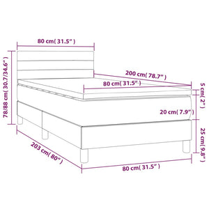 Κρεβάτι Boxspring με Στρώμα & LED Πράσινο 80x200 εκ. Υφασμάτινο