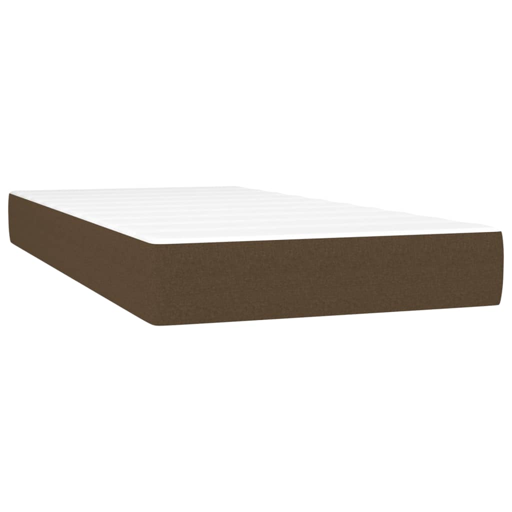 Κρεβάτι Boxspring με Στρώμα & LED Σκ.Καφέ 90x190 εκ. Υφασμάτινο