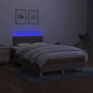 Κρεβάτι Boxspring με Στρώμα & LED Taupe 120x200 εκ. Υφασμάτινο