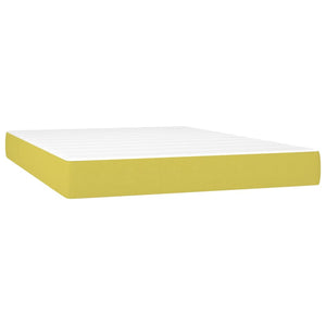 Κρεβάτι Boxspring με Στρώμα & LED Πράσινο 140x190 εκ Υφασμάτινο