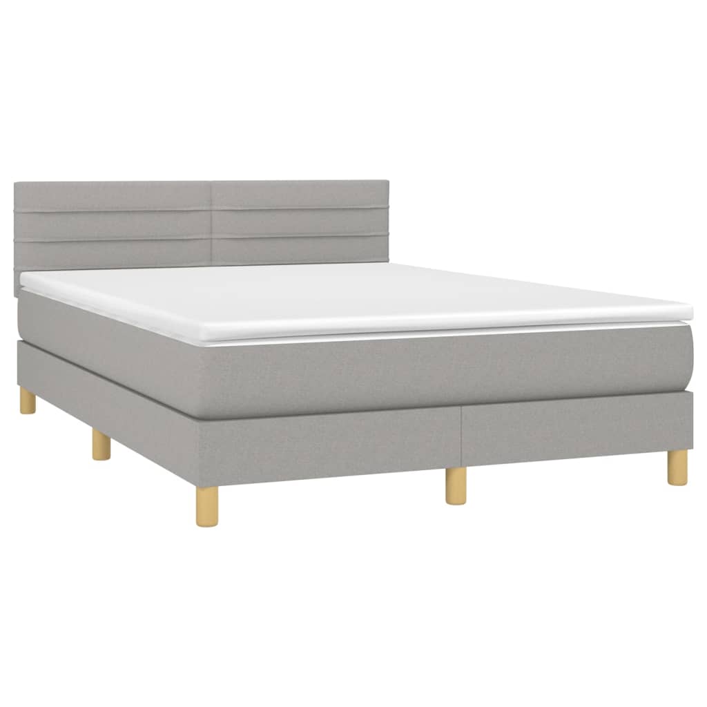 Κρεβάτι Boxspring με Στρώμα & LED Αν.Γκρι 140x200 εκ Υφασμάτινο