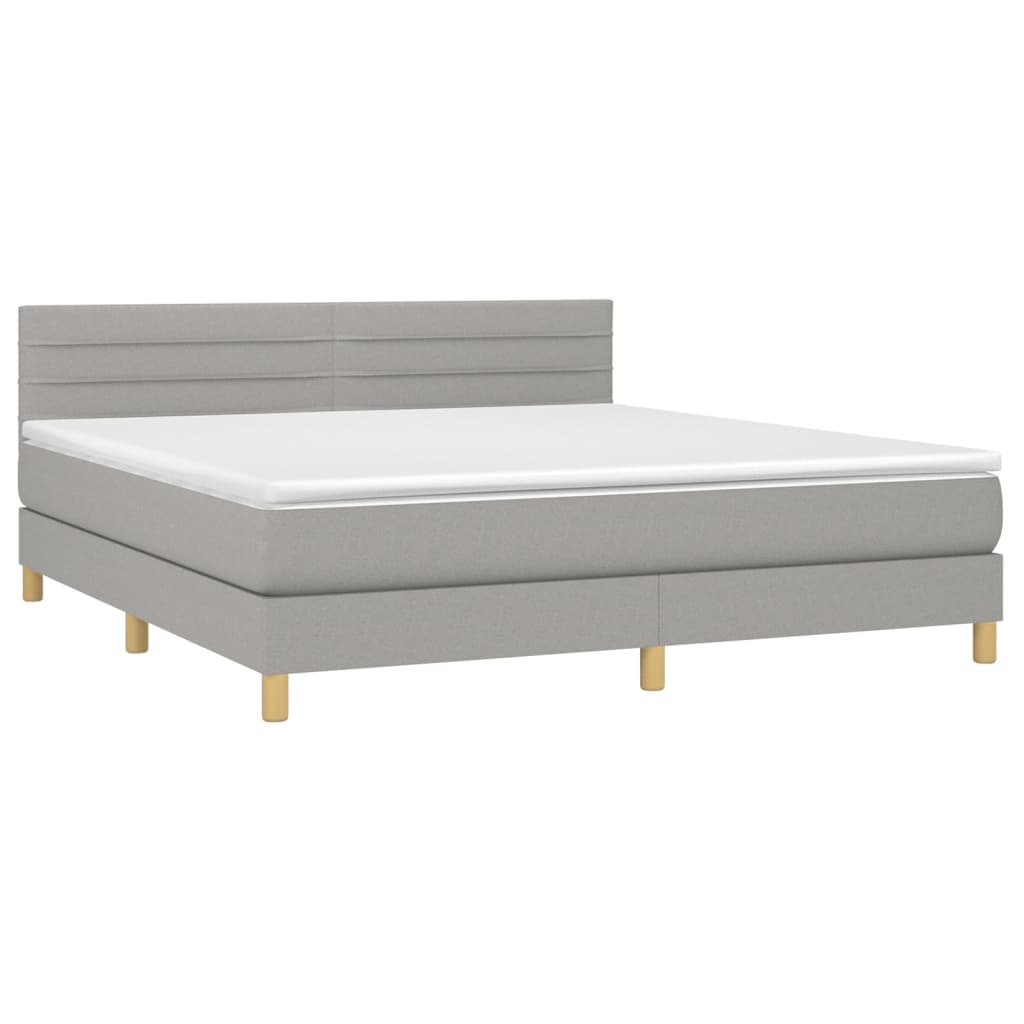 Κρεβάτι Boxspring με Στρώμα & LED Αν.Γκρι 160x200 εκ Υφασμάτινο