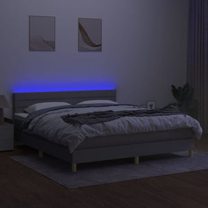 Κρεβάτι Boxspring με Στρώμα & LED Αν.Γκρι 160x200 εκ Υφασμάτινο