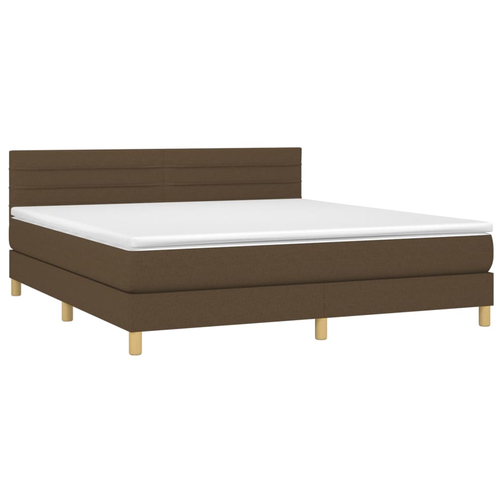 Κρεβάτι Boxspring με Στρώμα & LED Σκ.Καφέ 160x200 εκ Υφασμάτινο - Pakobazaar
