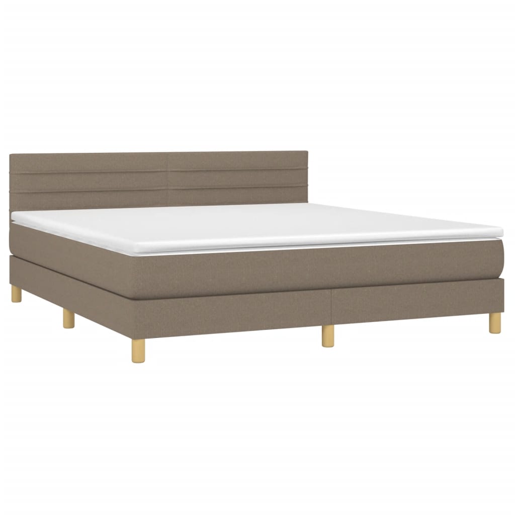 Κρεβάτι Boxspring με Στρώμα & LED Taupe 160x200 εκ. Υφασμάτινο