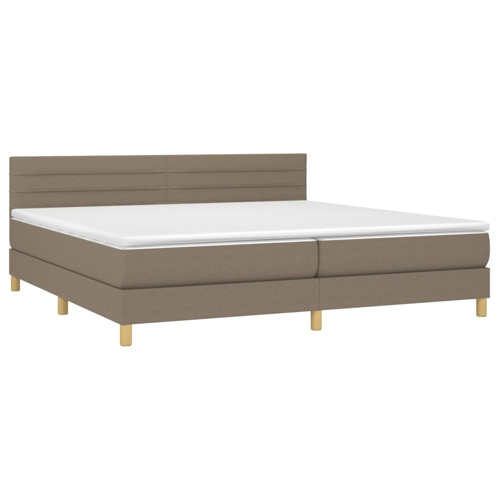 Κρεβάτι Boxspring με Στρώμα & LED Taupe 200x200 εκ. Υφασμάτινο