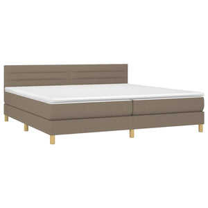 Κρεβάτι Boxspring με Στρώμα & LED Taupe 200x200 εκ. Υφασμάτινο