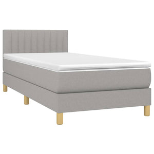 Κρεβάτι Boxspring με Στρώμα & LED Αν.Γκρι 80x200 εκ. Υφασμάτινο