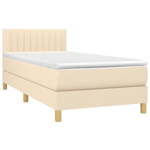 Κρεβάτι Boxspring με Στρώμα & LED Κρεμ 80x200 εκ. Υφασμάτινο