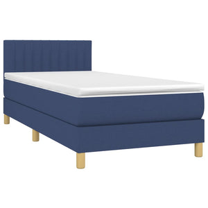 Κρεβάτι Boxspring με Στρώμα & LED Μπλε 80x200 εκ. Υφασμάτινο