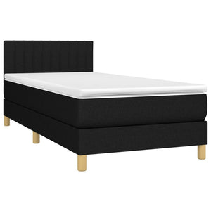 Κρεβάτι Boxspring με Στρώμα & LED Μαύρο 100x200 εκ. Υφασμάτινο