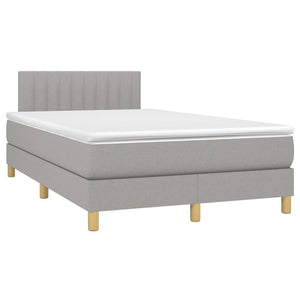 Κρεβάτι Boxspring με Στρώμα & LED Αν.Γκρι 120x200 εκ Υφασμάτινο