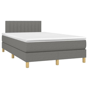 Κρεβάτι Boxspring με Στρώμα & LED Σκ.Γκρι 120x200 εκ Υφασμάτινο