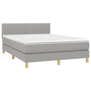 Κρεβάτι Boxspring με Στρώμα & LED Αν.Γκρι 140x200 εκ Υφασμάτινο