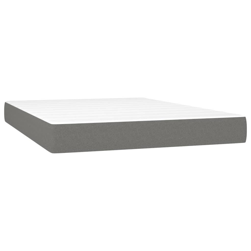 Κρεβάτι Boxspring με Στρώμα & LED Σκ.Γκρι 140x200 εκ Υφασμάτινο