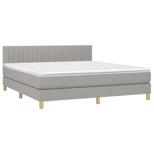 Κρεβάτι Boxspring με Στρώμα & LED Αν.Γκρι 160x200 εκ Υφασμάτινο