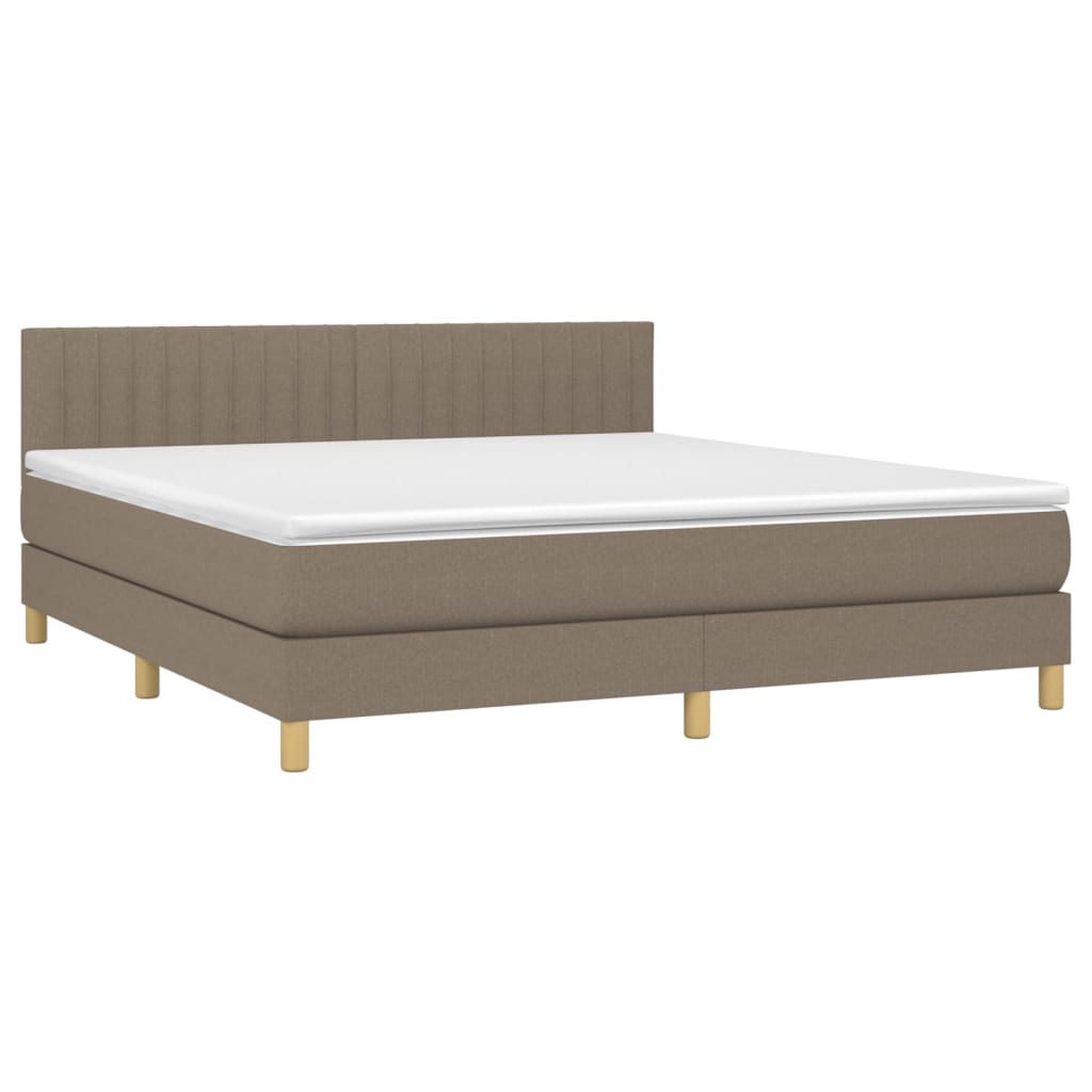 Κρεβάτι Boxspring με Στρώμα & LED Taupe 160x200 εκ. Υφασμάτινο - Pakobazaar