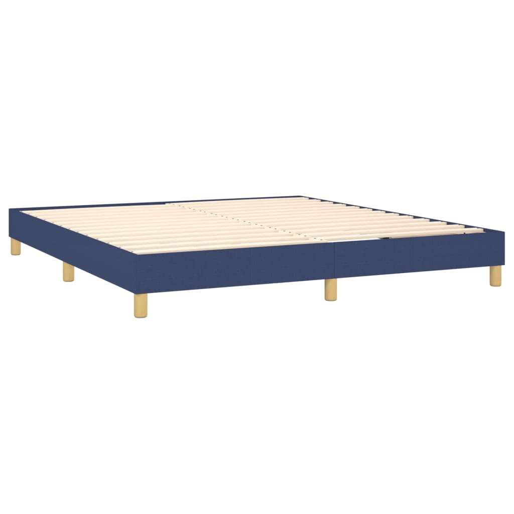 Κρεβάτι Boxspring με Στρώμα & LED Μπλε 160x200 εκ. Υφασμάτινο