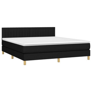 Κρεβάτι Boxspring με Στρώμα & LED Μαύρο 180x200 εκ. Υφασμάτινο