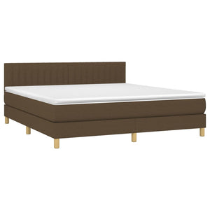 Κρεβάτι Boxspring με Στρώμα & LED Σκ.Καφέ 180x200εκ. Υφασμάτινο - Pakobazaar
