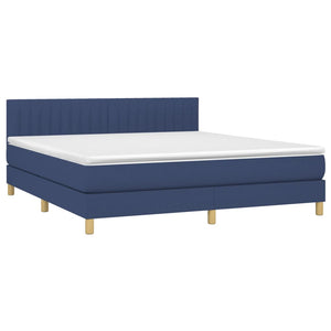 Κρεβάτι Boxspring με Στρώμα & LED Μπλε 180x200 εκ. Υφασμάτινο