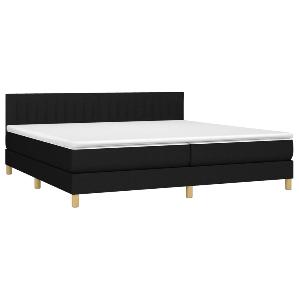 Κρεβάτι Boxspring με Στρώμα & LED Μαύρο 200x200 εκ. Υφασμάτινο